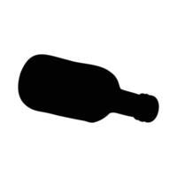 A mysterious, dark silhouette of a wine bottle lying on its side, hinting at untold stories and a sense of intrigue against a stark white background. vector