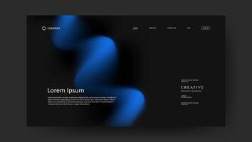 fluid wave futuristic design of landing page. retro gradient mesh website vector