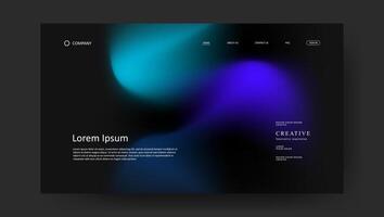 fluid wave futuristic design of landing page. retro gradient mesh website design vector