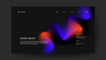 fluid gradient wave futuristic design of landing page. retro gradient mesh website design vector