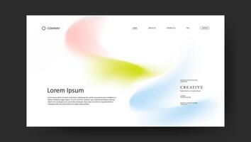 Abstract wave futuristic design of landing page. colorful fluid gradient website design vector