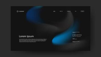 Abstract wave futuristic design of landing page. retro fluid gradient web page site vector