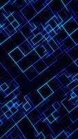 Circuit board styled blue vertical technology background with a grid of glowing blue and green lines. video