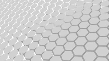 Clean white hexagonal pattern background. Abstract honeycomb structure creates a futuristic and high-tech aesthetic. This minimalist sleek animation is full HD and looping. video