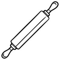 Rolling pin line art baking utensil tool black and white vector