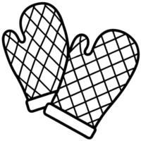 Black and white oven mitt illustration safety kitchenware cooking outline drawing vector