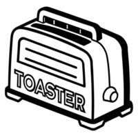 Black and white simple illustration of an old toaster isolated vector