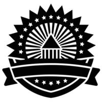 Vintage american style icon featuring federal building and ribbon banner vector