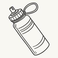Black outline illustration of sport water bottle for hydration on white vector