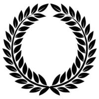 Black silhouette laurel wreath with leaves in circular shape vector