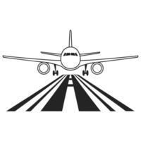 Airplane landing on runway illustration for travel business concept vector