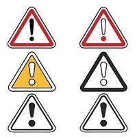 Collection of simple warning signs with exclamation points in triangle shape vector