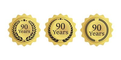 90th anniversary golden label set vector