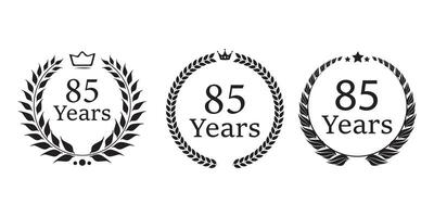 Set of black 85th Years Anniversary Logo vector