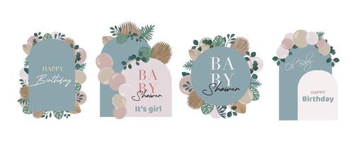 baby boho backdrop element object with balloons vector
