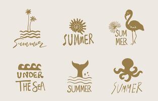 summer icon with shell , flamingo vector