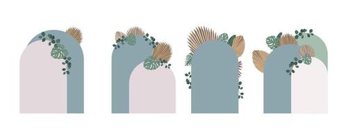 Boho leaves backdrop element object with balloons vector
