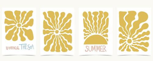 Summer groovy background with sun. graphic for a4 vertical design vector