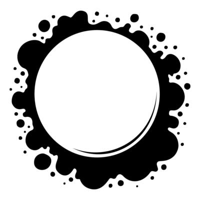 Black splatter paint speech bubble illustration