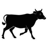 A running silhouette cow of different on a white background. vector