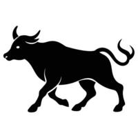 A running silhouette ox of different on a white background. vector