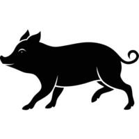 Running silhouette pig on white background 2. vector