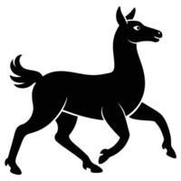 A running silhouette llama of different on a white background. vector