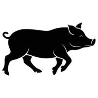 Running silhouette pig on white background. vector
