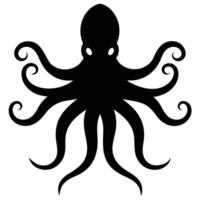 A running silhouette octopus of different on a white background. vector