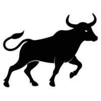 A running silhouette ox of different on a white background.2 vector