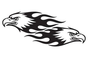 Powerful Eagle Heads with Tribal Flame Design vector