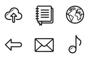 Simple Line Icons Representing Global Communication and Media vector