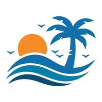 Tropical Sunset Over the Ocean Waves A Peaceful Vacation Scene vector