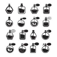Collection of Stylish Black and White Perfume Bottles vector