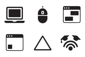 Simple Icons Representing Essential Computing Elements vector