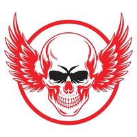 Red Skull with Wings Emblem vector