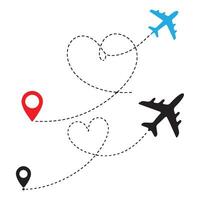 Heart-shaped Flight Path A Romantic Journey by Plane vector