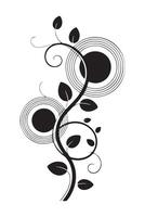 Elegant Black and White Floral Design with Swirls and Circles vector