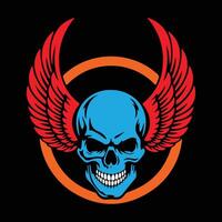 A stylized skull with wings, perfect for apparel or logo design. vector