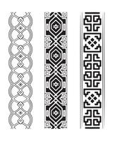 Three Elegant Black and White Tribal Pattern Borders vector