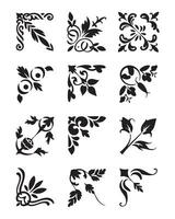 Elegant Black and White Corner Ornaments for Design Projects vector