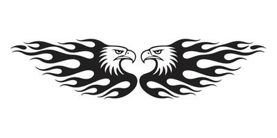 Two eagles with flames, perfect for vehicle graphics. vector