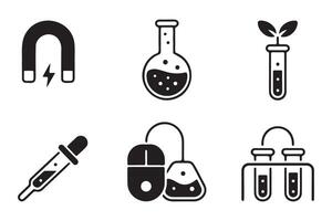 Simple Black and White Science Icons Set vector