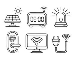 Simple Line Art Icons of Modern Smart Home Technology vector