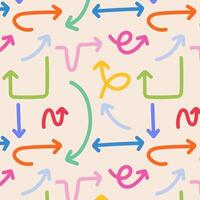Seamless pattern with colorful arrows in different directions . Arrow background design perfect for wrapping paper, wallpaper, textile, stationery, and digital prints. vector