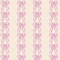 Seamless pink bow pattern background design. Cute repeating pattern with outlined pink bows, perfect for girly designs, wallpapers, or fabric prints. vector