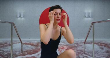Healthy Lifestyle And Beauty Treatments, Relax In SPA Center, Portrait Of Woman Relaxing In Pool video