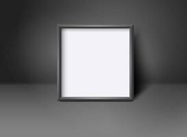 Realistic square blank black frame with white in black interior vector