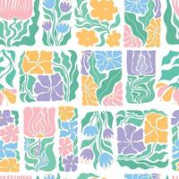 Abstract retro floral elements seamless pattern, patchwork pattern for textile prints, wallpaper, backgrounds, wrapping paper, packaging, stationery, etc. EPS 10 vector