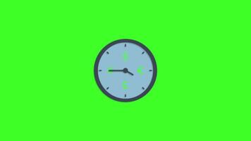 Clock Icon with Dollar Sign on Green Screen in 2D Animation, Time and Money Concept in 4K video